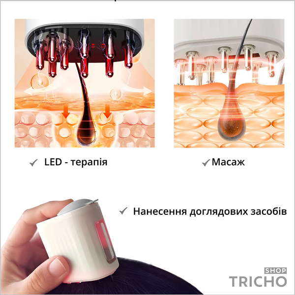 Аплікатор-масажер для шкіри голови з LED-світлом  4005 фото